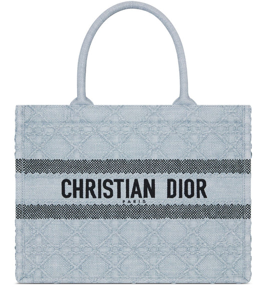 Christian Dior Medium Book Tote - Blue Dior Oblique Embroidery